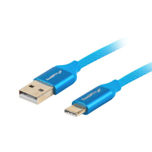 Cable usb lanberg 2.0 macho - usb tipo c macho quick charge 3.0 1m azul