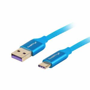 Cable usb lanberg 2.0 macho - usb tipo c macho 5a 1m azul