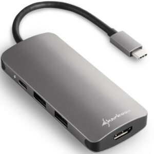 Hub usb sharkoon 3x3.0 type c + hdmi aluminio gris oscuro