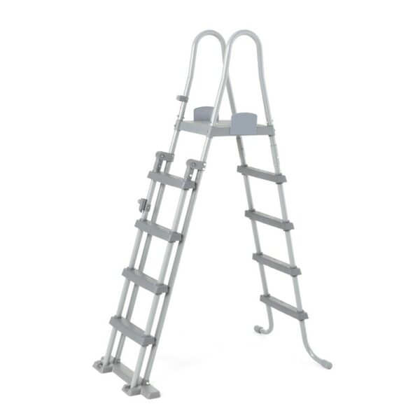 Bestway 58332 - escalera para piscinas de 132 cm con plataforma 1 unidad gris