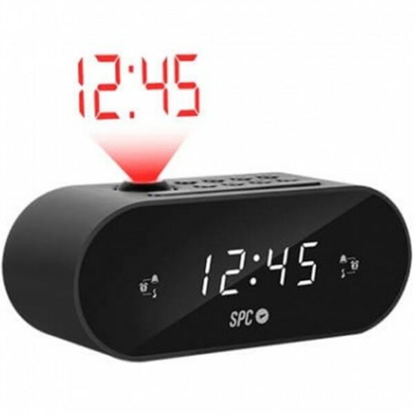 Radio despertador spc frodi max negro pantalla led - 2xalarmas config. - proyector ajustable