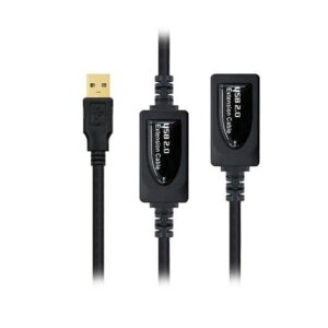 Cable usb tipo a 2.0 a usb tipo a nanocable+amplificador 10m negro - macho - hembra