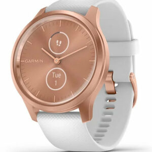 Reloj smartwatch garmin vivomove style rose gold - white silicone