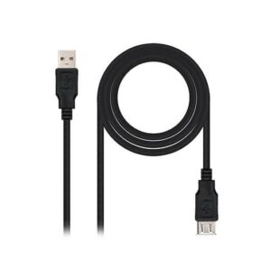 Cable usb tipo a 2.0 a usb tipo a 2.0 nanocable 1m - macho - hembra - negro