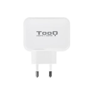 Cargador de pared doble tooq usb tipo c 3a - usb tipo a 2.4a - 27w - blanco