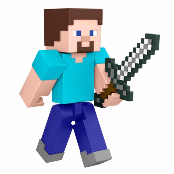 Figura mattel minecraft steve con accesorios portal