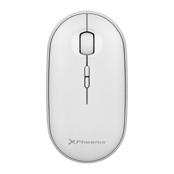 Phoenix rebble ratón inalambrico bluetooth o 2.4 ghz con receptor usb clic silencioso para portátil notebook pc chomebook mac color blanco