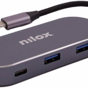 Hub nilox 3 x usb - usb tipo c - hdmi - rj45