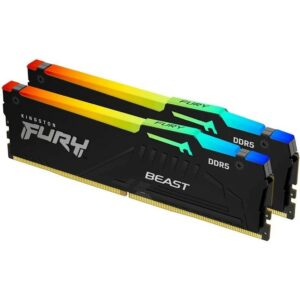 Memoria ddr5 32gb 2x16gb kingston - 5200 mhz - pc5 - 41600 - fury beast rgb - cl36 - 1.25v