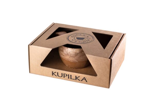 Caja regalo kupilka k14 plato pequeño + k21 taza clásica + cucharita color madera