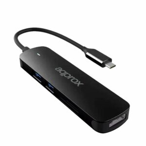 Hub usb tipo c approx appc45 2 x usb 3.0 - 1 x hdmi - 1 x sb - 1 x micro sd - macho - hembra - negro