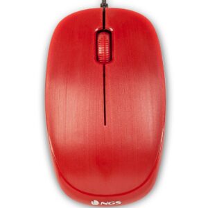 Raton con cable ngs flamered - optico - 1000dpi - 2 botones + scroll - ergonomico - usb - rojo