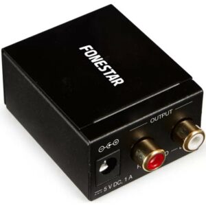 Convertidor de audio fonestar fo - 37da - audio digital en analógico - entrada óptica spdif - coaxial spdif - salida audio estéreo - 2x rca