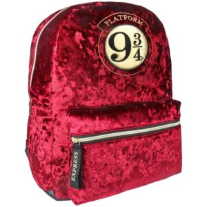 Mochila casual terciopelo cerdá harry potter anden 9 3 - 4 burdeos 40 cm