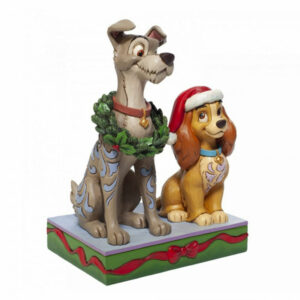 Figura enesco disney la dama y el vagabundo version navideña