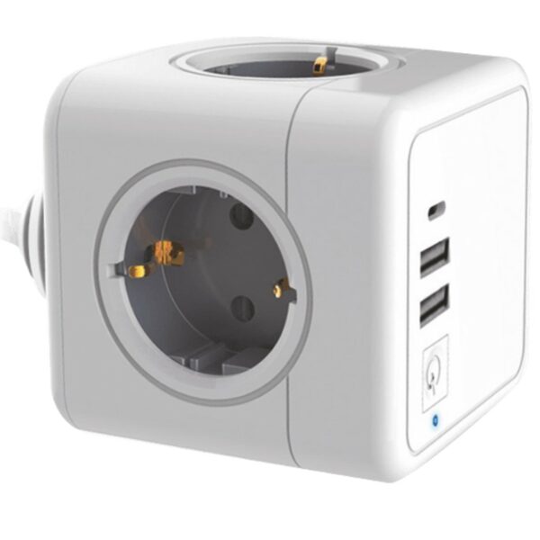 Regleta enchufes silver electronics e - block 4 salidas - 2 usb - 1 usb tipo c + interruptor