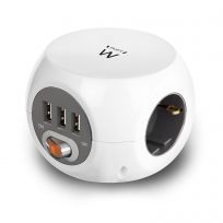 Regleta cubica ewent ew3939 3 tomas shucko - 3 puertos usb - 1.5m