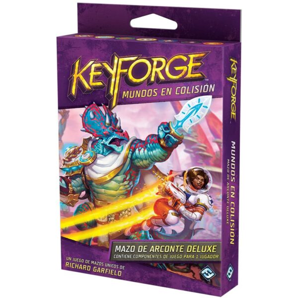 Juego de mesa keyforge mundos en colision mazo deluxe pegi 14