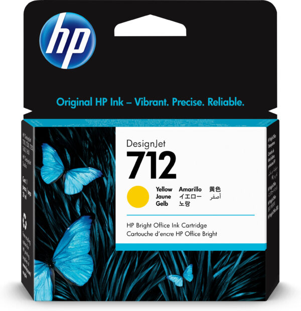 Cartucho tinta hp 712 - 3ed69a - 29 ml - t210 - t230 - t250 - t630 - t650 - amarillo