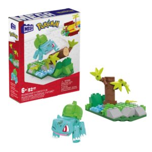 Figura mattel mega construx pokemon bulbasaur diversión en el bosque 82 pcs