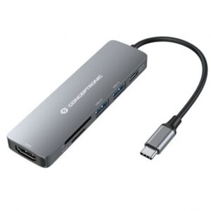 Adaptador usb - c 6en1 conceptronic donn11 - hdmi usb 3.0 - lector sd