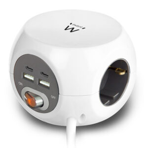 Regleta sobremesa ewent ew3957 3 tomas schuko - 2 puertos usb tipo a - 2 puertos usb tipo c
