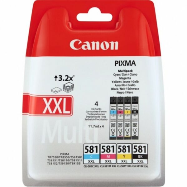 Cartucho tinta canon cli - 581xxl negro - cian - magenta - amarillo