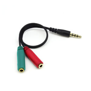 Cable conversor - adaptador phoenix de audio - auricular y microfono de 2 jack 3.5 hembra a 1 jack macho de 4 pines (audio - auriculares y microfono mismo conector) 20 cms