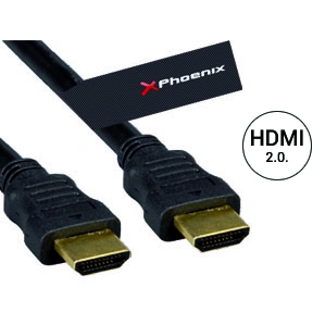 Cable hdmi version 2.0 phoenix phcablehdmi3m+ a macho a macho 3 metros conexion oro alta velocidad ethernet hasta 4k uhdtv 3840x2160@60hz hasta 18 gbits negro