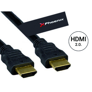 Cable hdmi version 2.0 phoenix phcablehdmi3m+ a macho a macho 3 metros conexion oro alta velocidad ethernet hasta 4k uhdtv 3840x2160@60hz hasta 18 gbits negro (awg28)