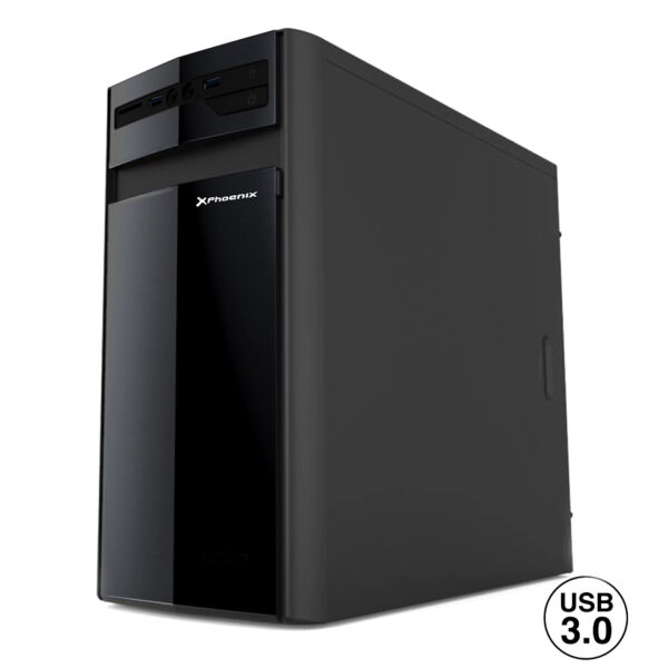 Caja ordenador semitorre micro atx oem phcajamicroatx3 1* 3.0 usb 1* 2.0 usb sin fuente black glossy negro brillante