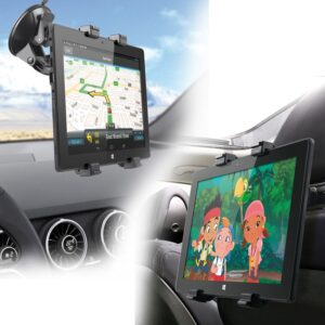 Soporte universal de coche 2 en 1 phoenix phcarholderg+ con soporte 1 x ventosa - 1 x reposacabezas valido para tablets hasta 10.2pulgadas apertura de 11.5cm a 21cm rotacion 360º negro
