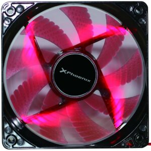 Ventilador auxiliar phoenix phcoolerfan12led 12cm - 3 a 4 pines - 1200rpm - silencioso - aspas con luces led rojas tipo gaming