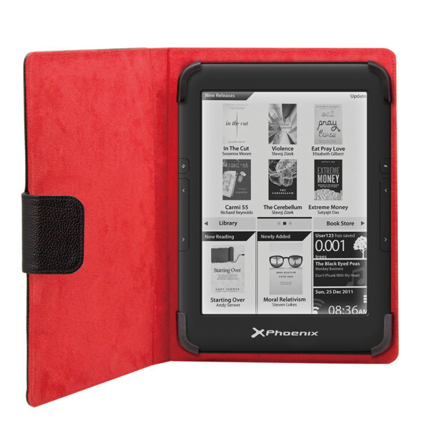 Funda universal phoenix phebookcase6+ para tablet - ebook super fina - slim hasta 6'' negra simil piel