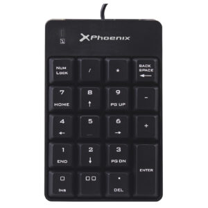 Teclado numerico key pad con cable phoenix phnumericalpadb conexion - usb - 19 teclas - indicador led - valido para windows negro