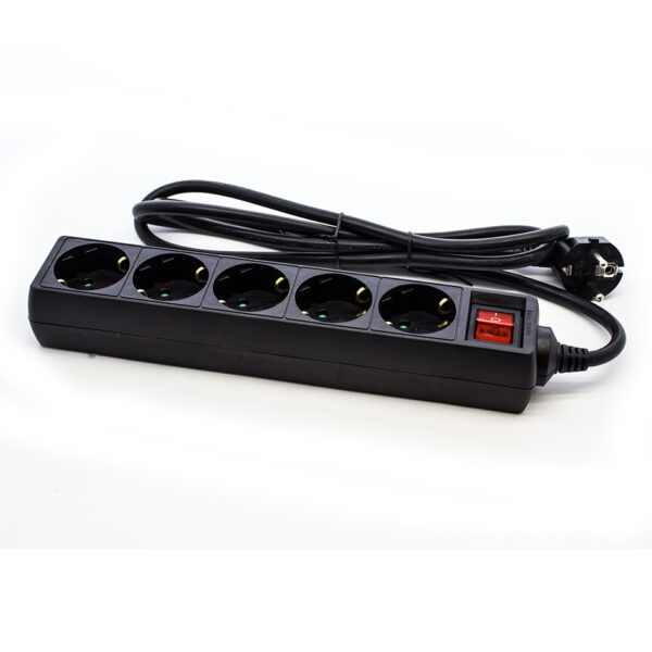 Regleta phoenix phpowerstrip5 5 tomas enchufe europeo tipo schuko - cable 1.8 metros - interruptor - ip20 - toma de tierra - proteccion - negro
