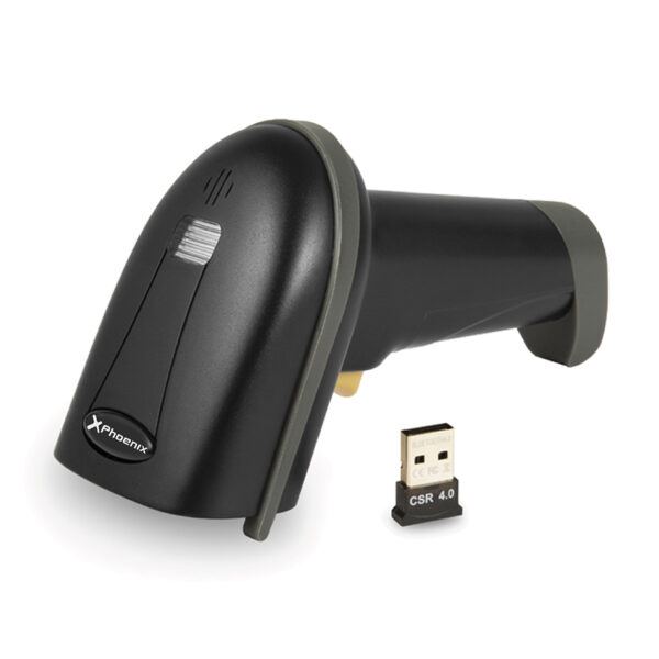 Lector codigo de barras laser 1d - 2d inalambrico bluetooth + cable usb phoenix 1d - 300 escaneos por seg - negro