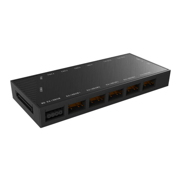 Controladora rgb para ventilador gaming phoenix - hasta 5 ventiladores - hasta 2 tiras led - negro