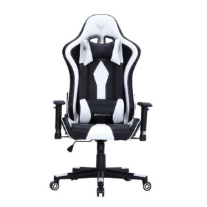 Silla gaming tournament cuero pu blanca
