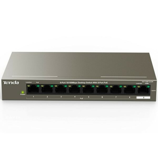 Switch 9 puertos (8 puertos poe) 10 - 100 tenda
