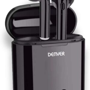 Auriculares bluetooth denver inalambricos - estuche de carga - negro