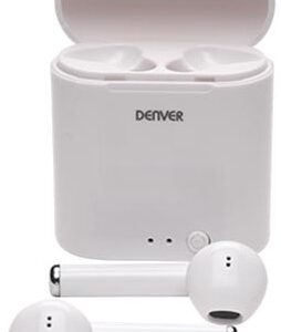 Auriculares bluetooth denver inalambricos - estuche de carga - blanco
